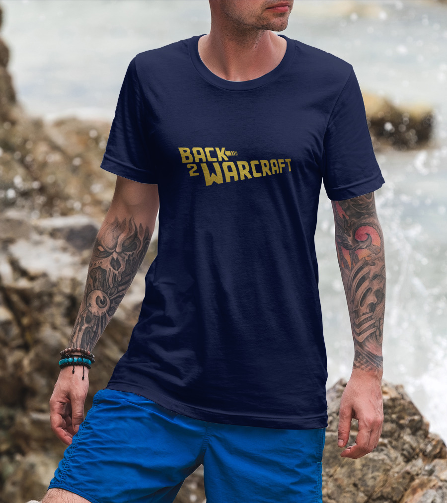 Back2Warcraft B2W Back To Warcraft Gold Text T-Shirt