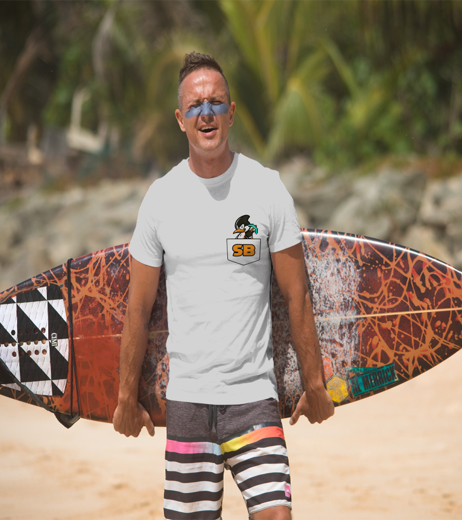 SB737 Penguin With Pickaxe Fake Pocket T-Shirt