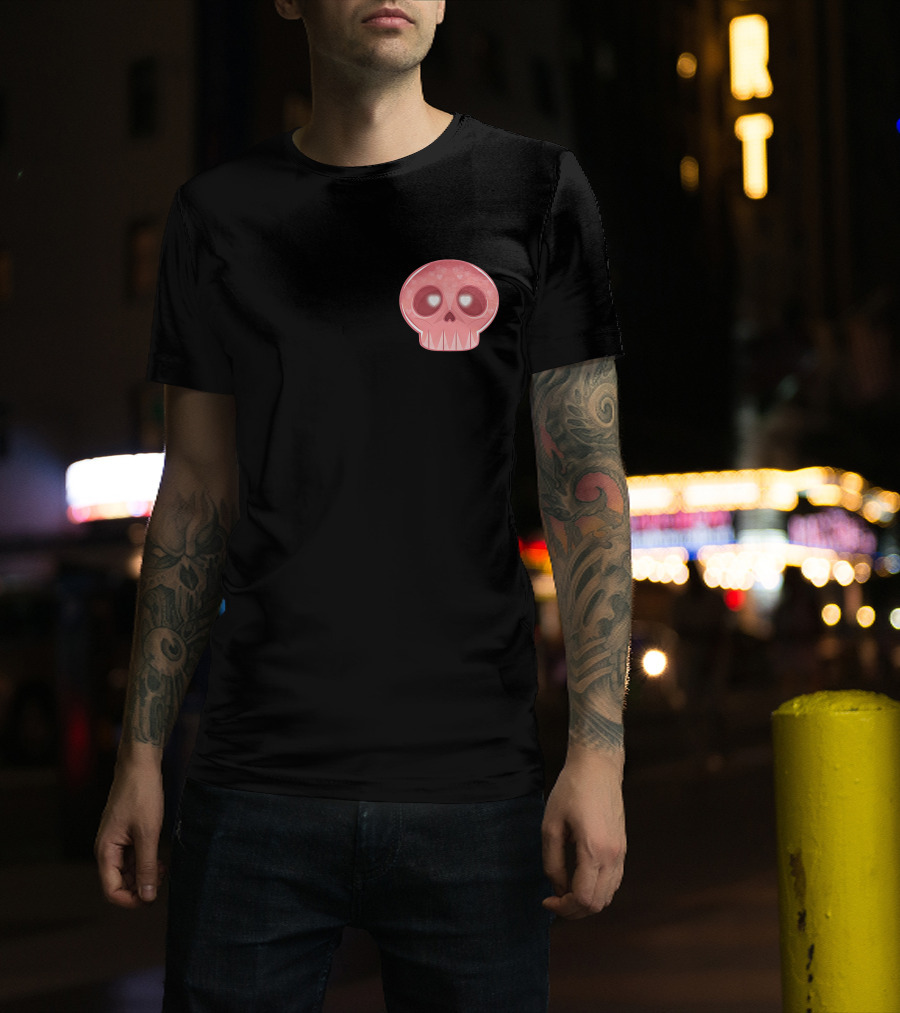 LukeIs Deaddd Pink Heart-Eyed Skull T-Shirt