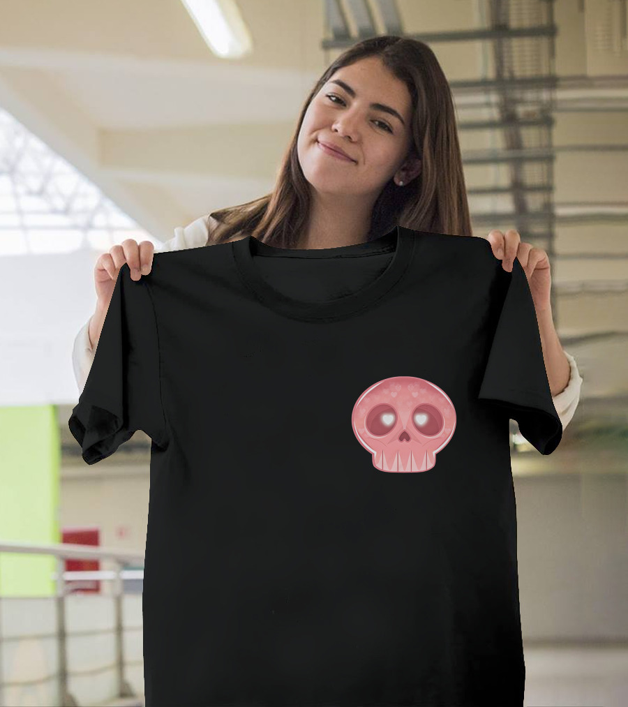 Shop the LukeIsDeaddd Merch Store Pink Heart-Eyed Skull T-Shirt