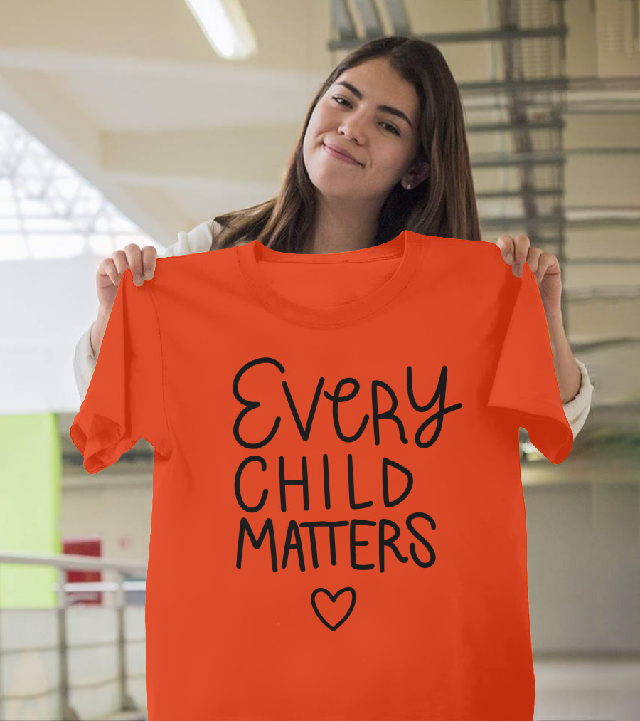 Every Child Matters Heart Symbol Orange Background T-Shirt
