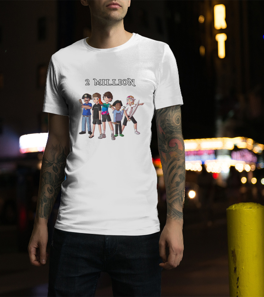2 Million Subscribers Baylen Levine Celebrate With Animated Characters T-Shirt
