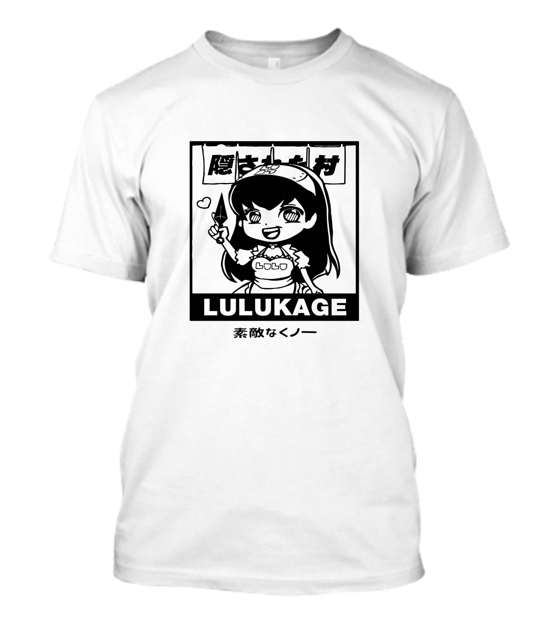 Lulukage Anime Character With Knife And Heart Symbol In Japanese T-Shirt