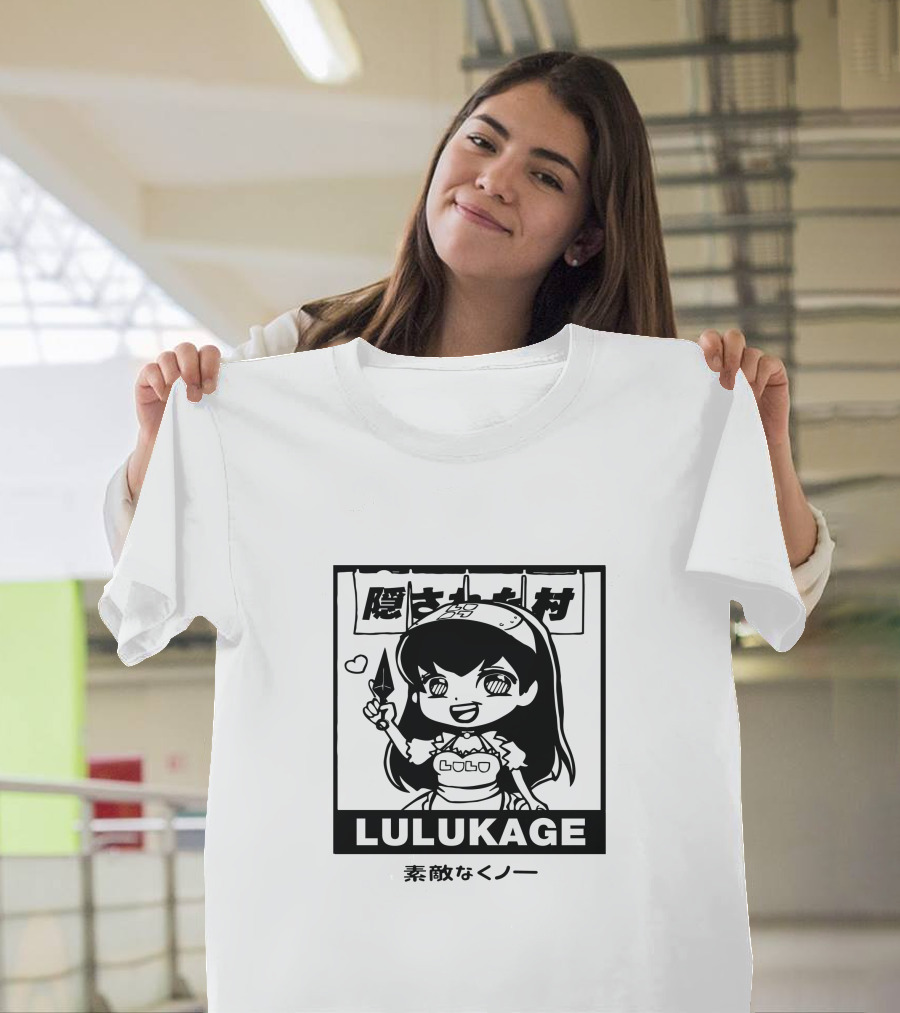 Lulukage Anime Character With Knife And Heart Symbol In Japanese T-Shirt