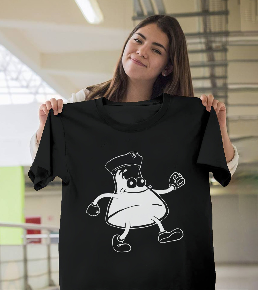 Erik Internet Comment Etiquette Merch Store Cartoon Character with Police Hat and Gloves T-Shirt