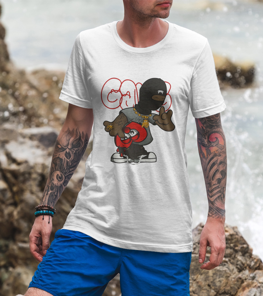 Ski Mask Heart GloGangWorldWide Cartoon Character With Chain And Tattoo T-Shirt