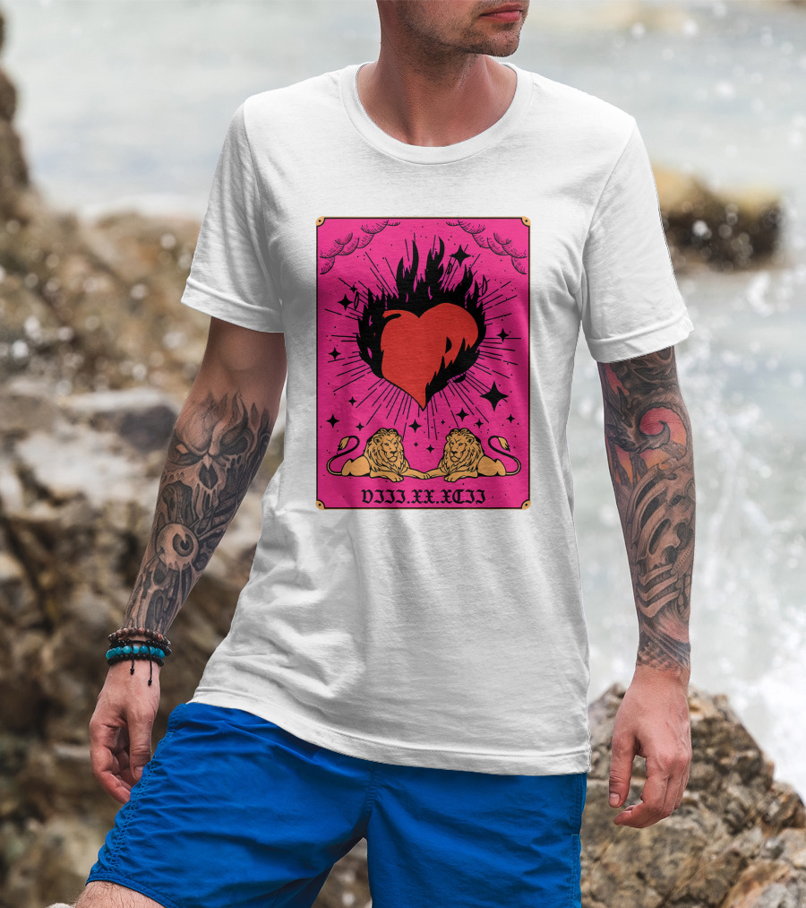 Demi Lovato Burning Heart Pink Lions VIII.XX.XCII T-Shirt