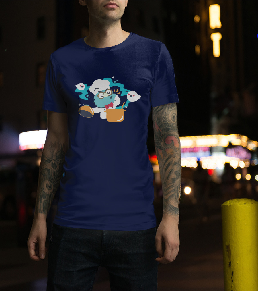 Cooker Owl With Floating Spirits Love Potion Scene T-Shirt