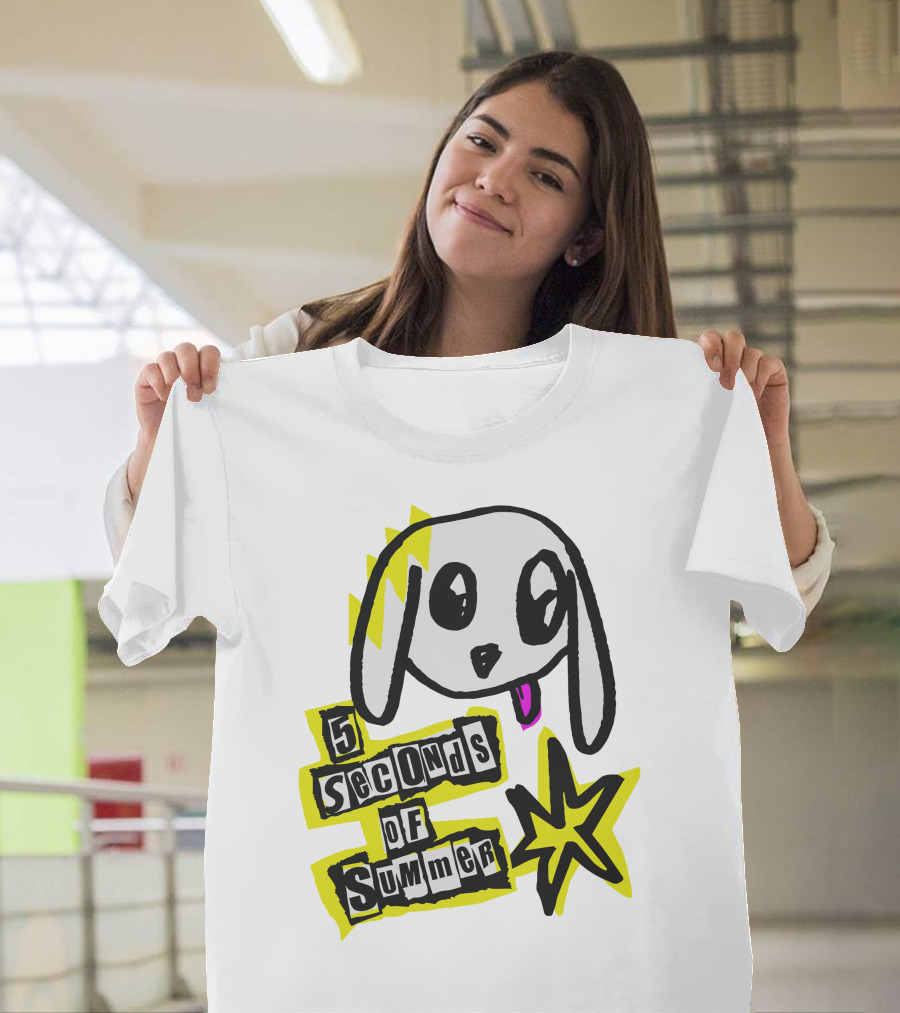 5 Seconds of Summer 5SOS Merch Anarchy Dog with Star Punk T-Shirt