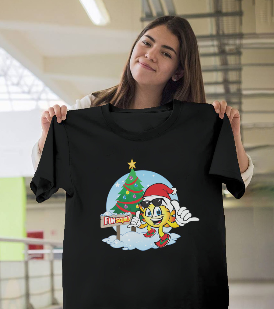 Fun Squad Christmas Sunny Boy Santa Hat And Tree T-Shirt