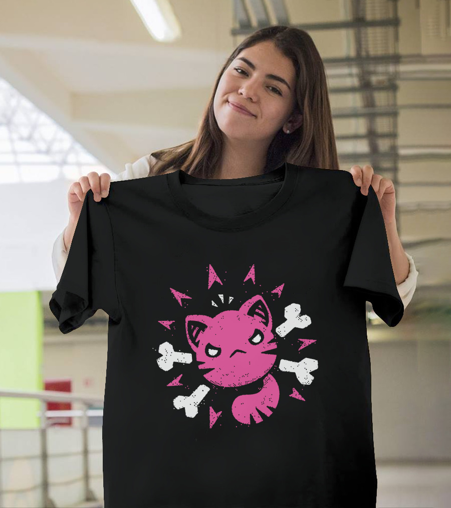 Slime Rancher Merch Ferocious Feral Pink Cat Tony Kuchar T-Shirt