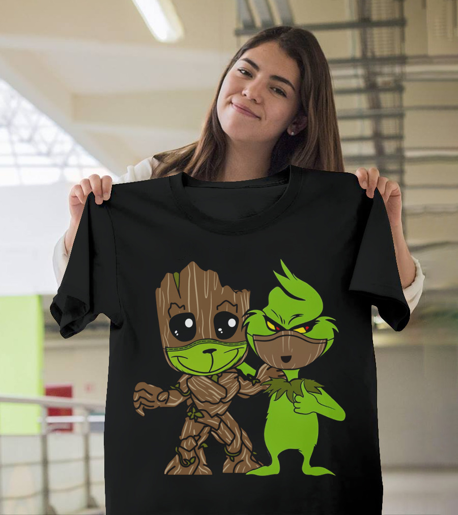 Groot Meets The Grinch Crossover Character Mashup T-Shirt