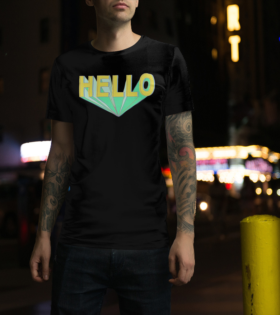 Shubble Hello Geometric 3D Text Merch T-Shirt