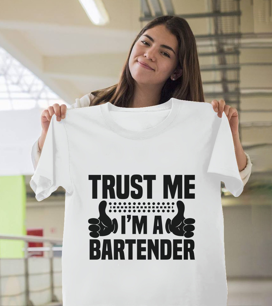 TRUST ME I'M A BARTENDER Thumbs Up Dotted Line T-Shirt