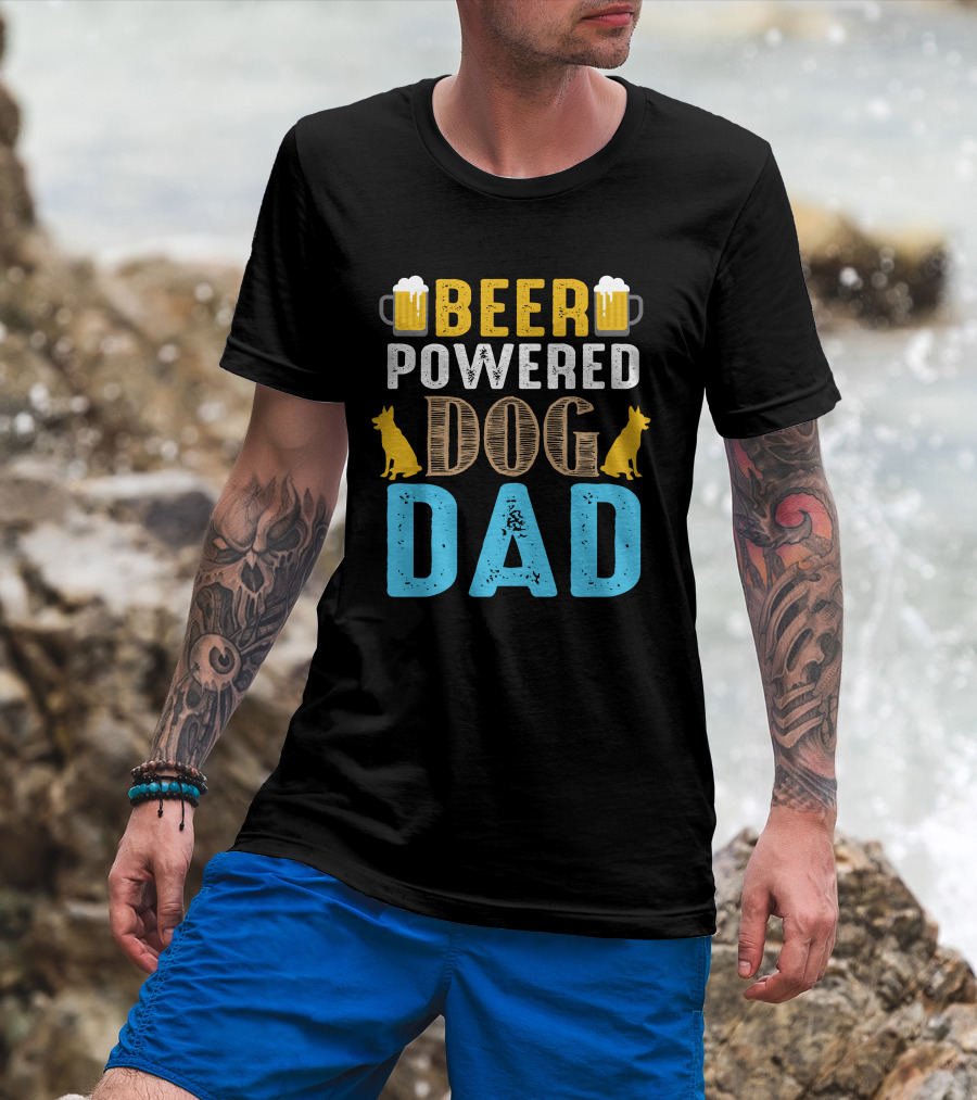 BEER Powered Dog Dad T-Shirt