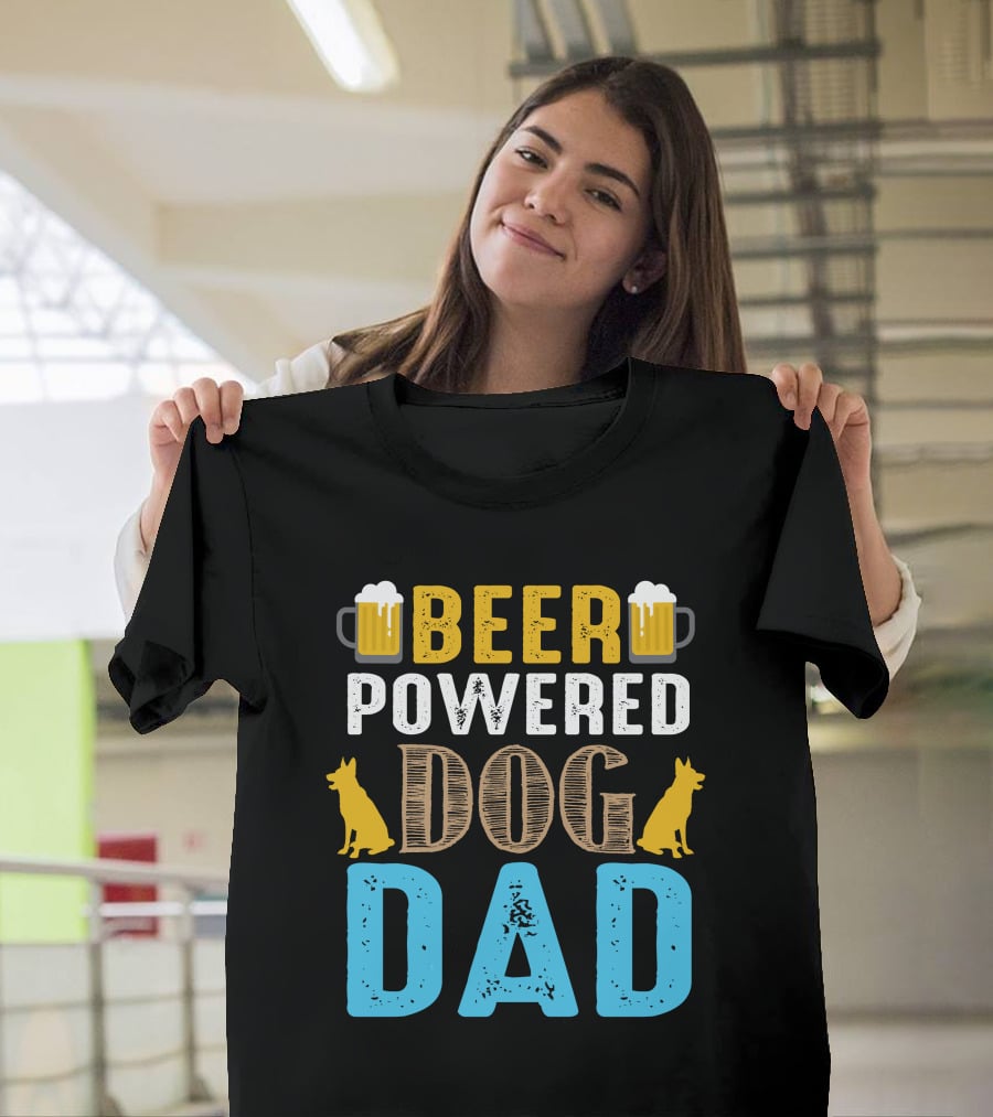 BEER Powered Dog Dad T-Shirt