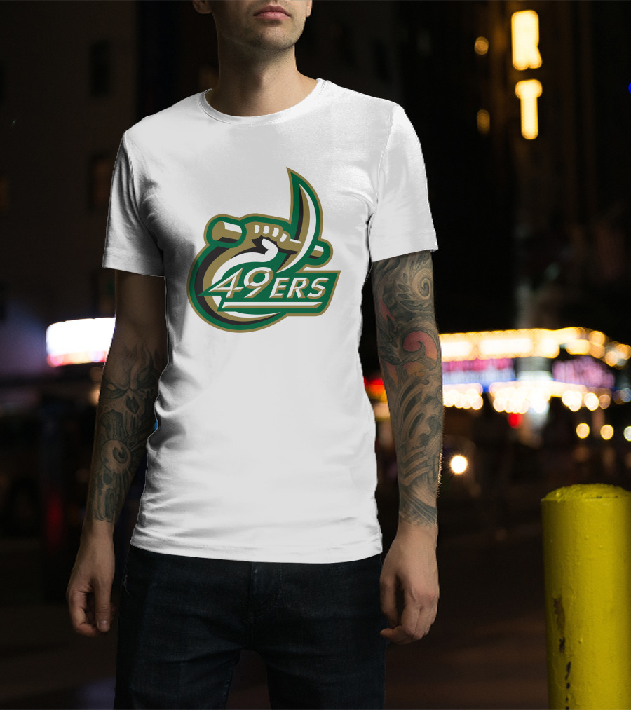 Charlotte 49ers Logo Green Gold Pickaxe Emblem T-Shirt
