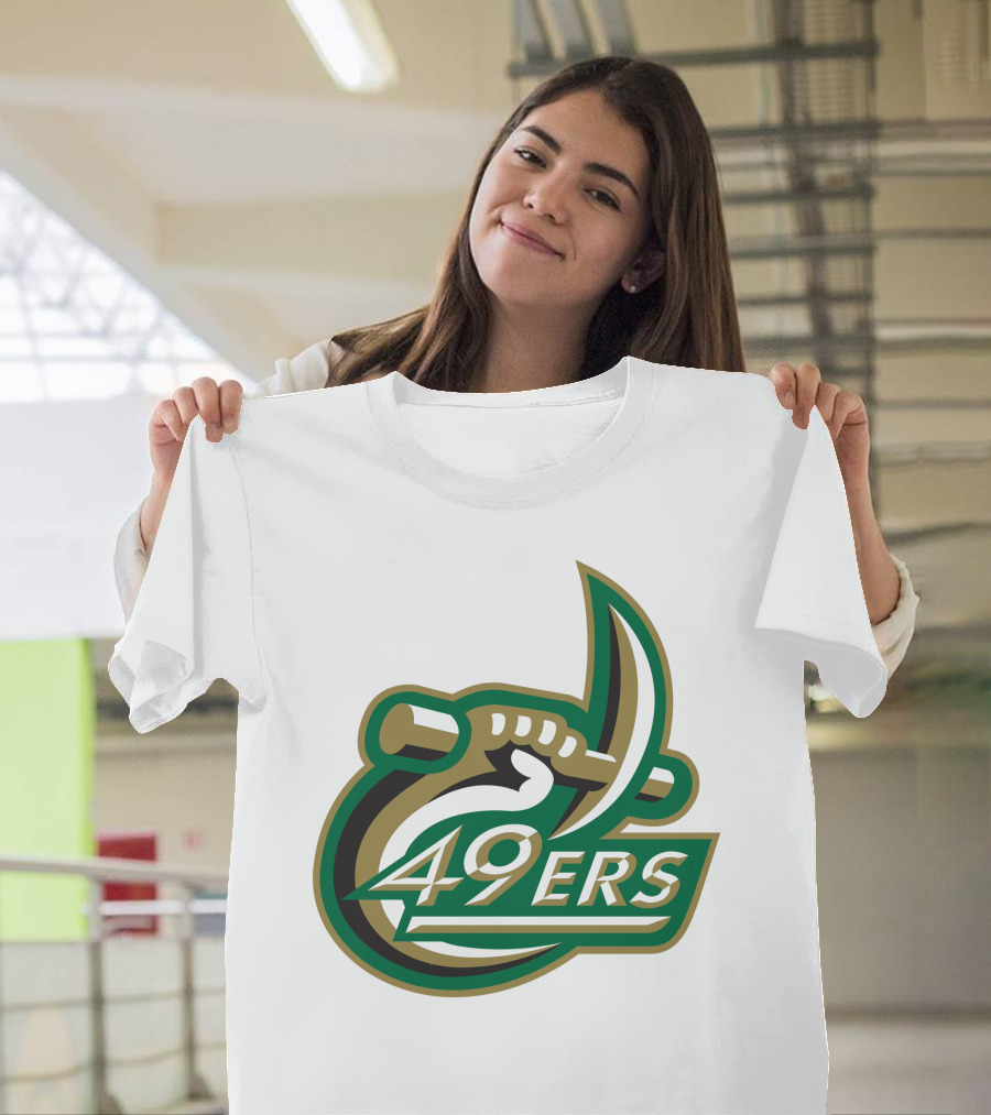 Charlotte 49ers Logo Green Gold Pickaxe Emblem T-Shirt