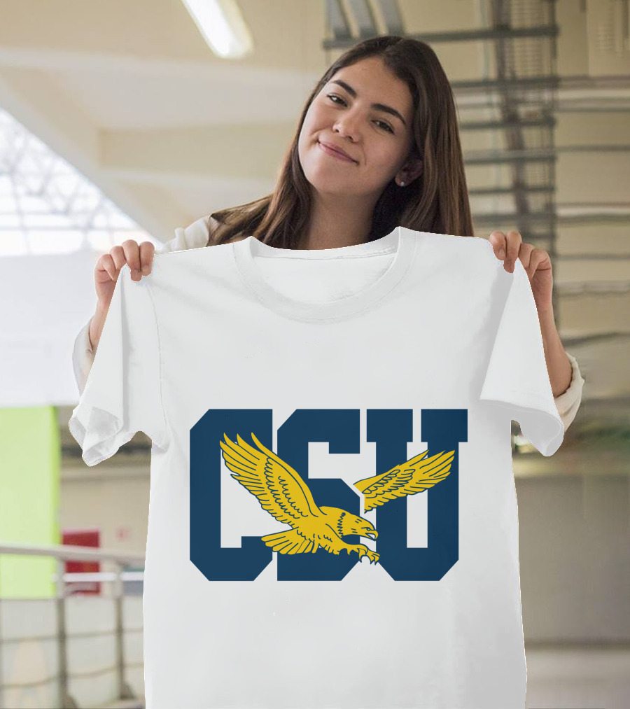 CSU Coppin State Eagles Logo Yellow Eagle Blue Letters T-Shirt