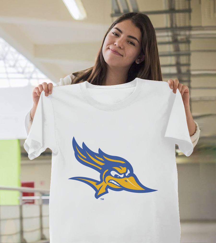 CSU Bakersfield Roadrunners Logo Blue and Gold Bird Head T-Shirt