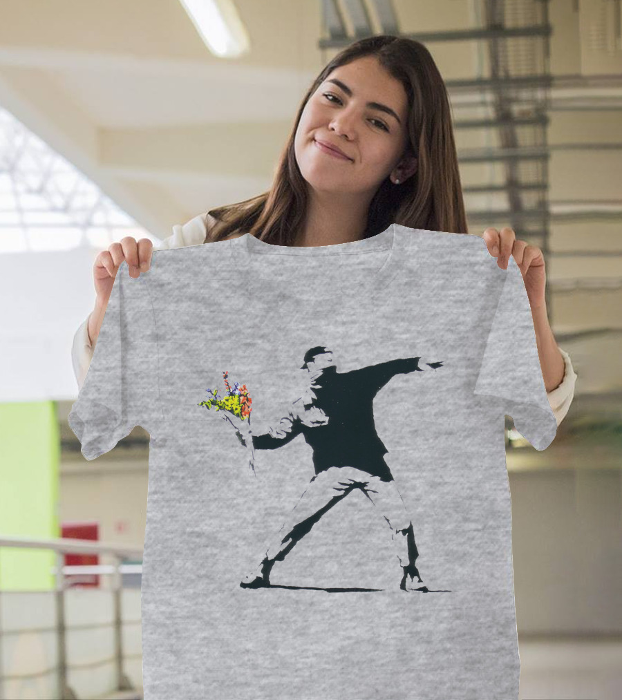 Banksy Flower Thrower Stencil T-Shirt
