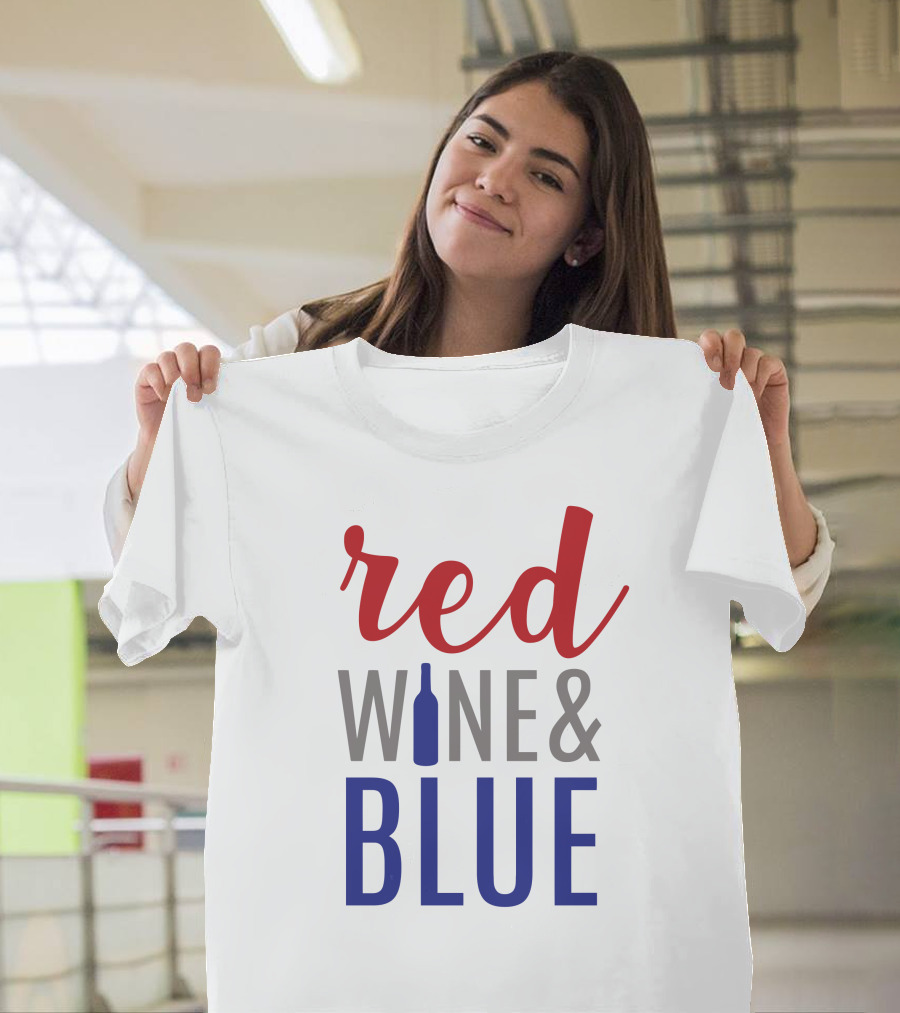 Red Wine Bottle and Blue T-Shirt