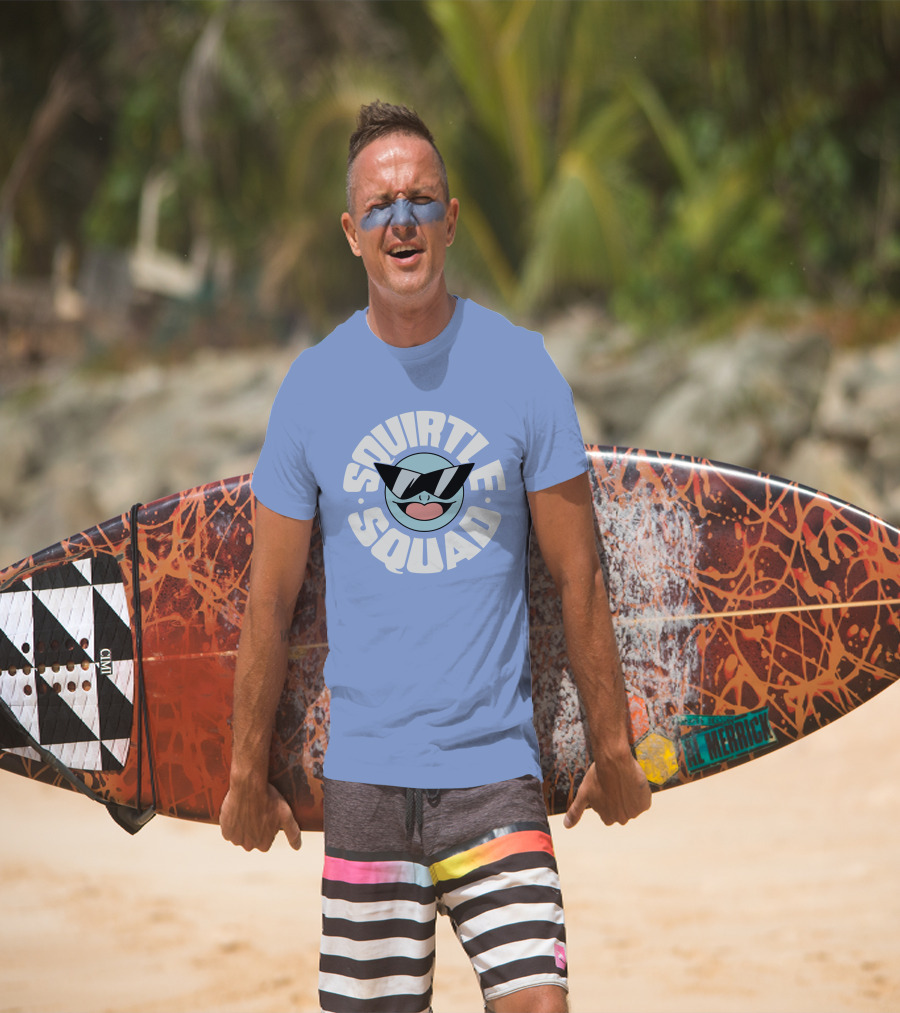 Squirtle Squad Sunglasses Icon Blue Background T-Shirt