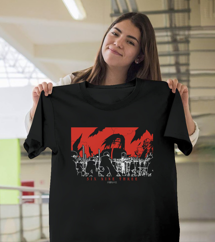 Itachi Tsukuyomi Featuring Kakashi Six Nine Three Red and Black Scene T-Shirt