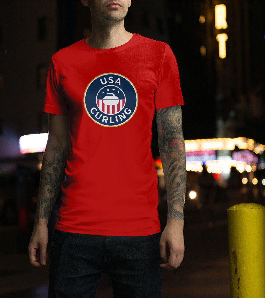 USA Curling Team Peterson Red Emblem T-Shirt