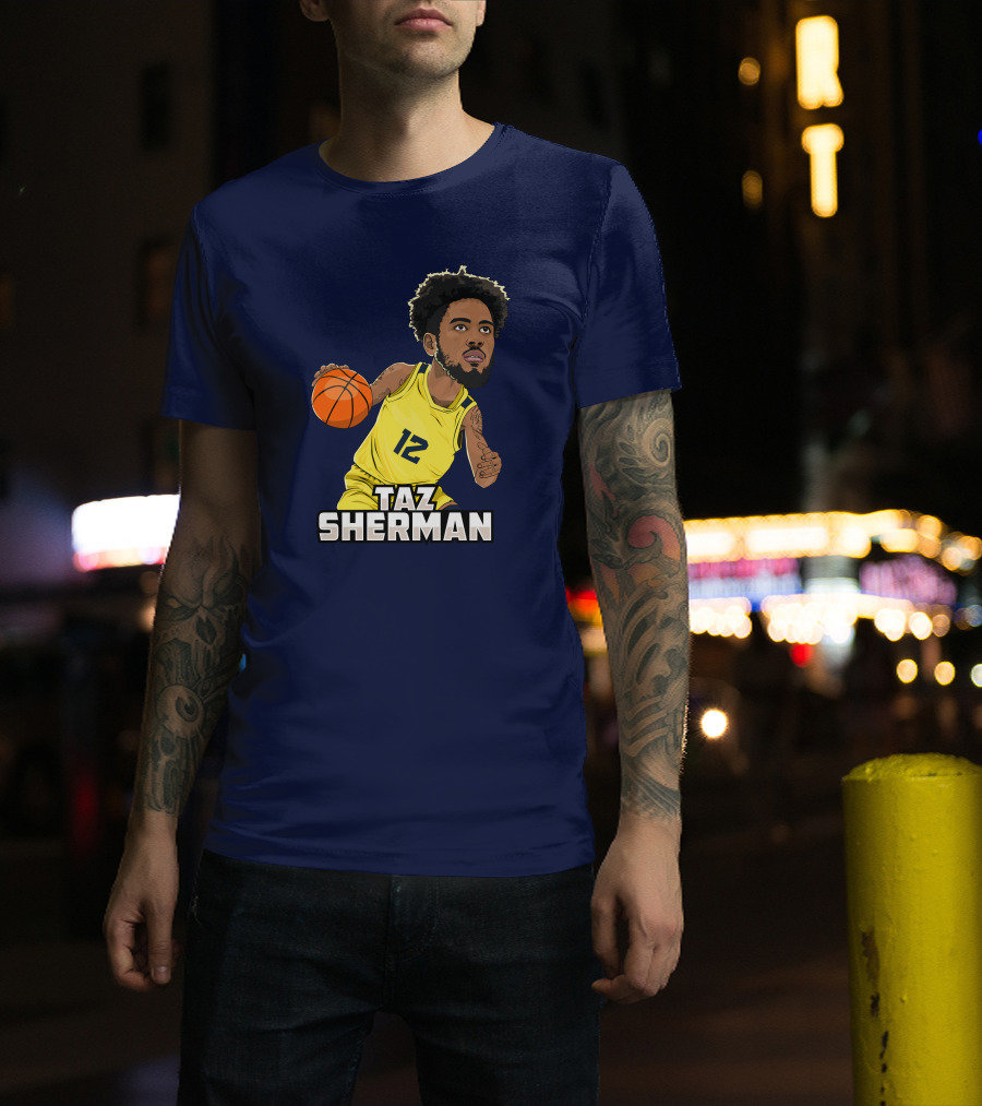 Taz Sherman Basketball Illustration 12 Lakers Jersey Players Trunk Collaboration T-Shirt