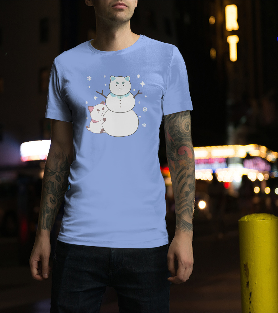 Bee And Puppycat Cute Snowman Scene T-Shirt