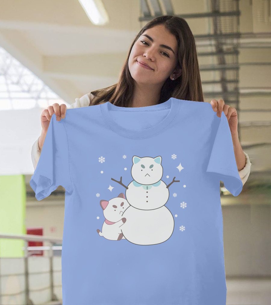 Bee and Puppycat Cute Snowman Scene T-Shirt