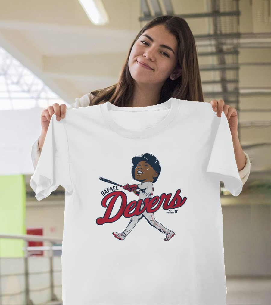 Rafael Devers Baseball Caricature with Swinging Pose T-Shirt