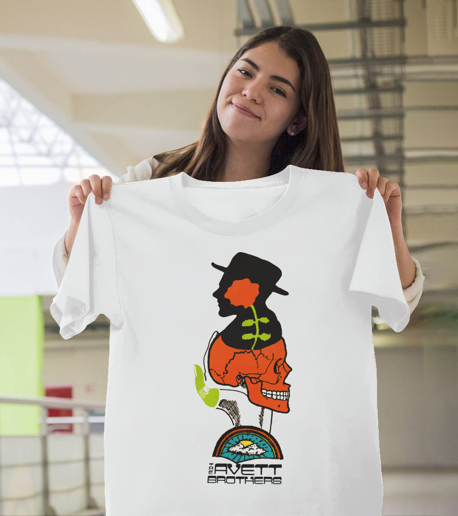 Avett Brothers Merch Skull Flower Hat Sunburst T-Shirt