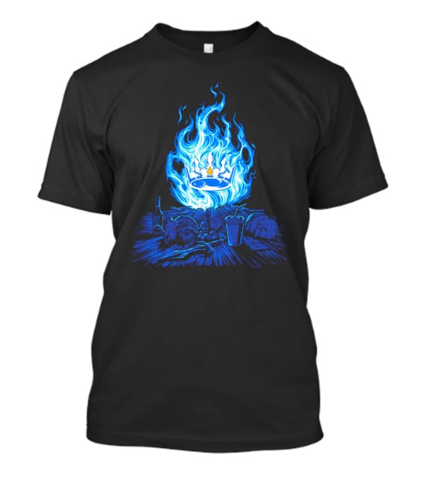Otk Merch Blue Flame Crown With Tabletop Food And Drinks T-Shirt