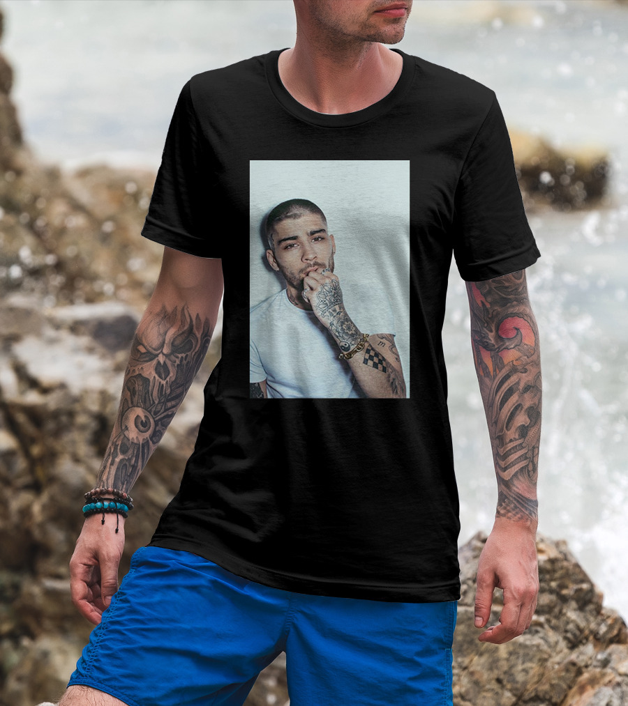 Zayn Malik Tattoo Style White Tee Casual Look T-Shirt