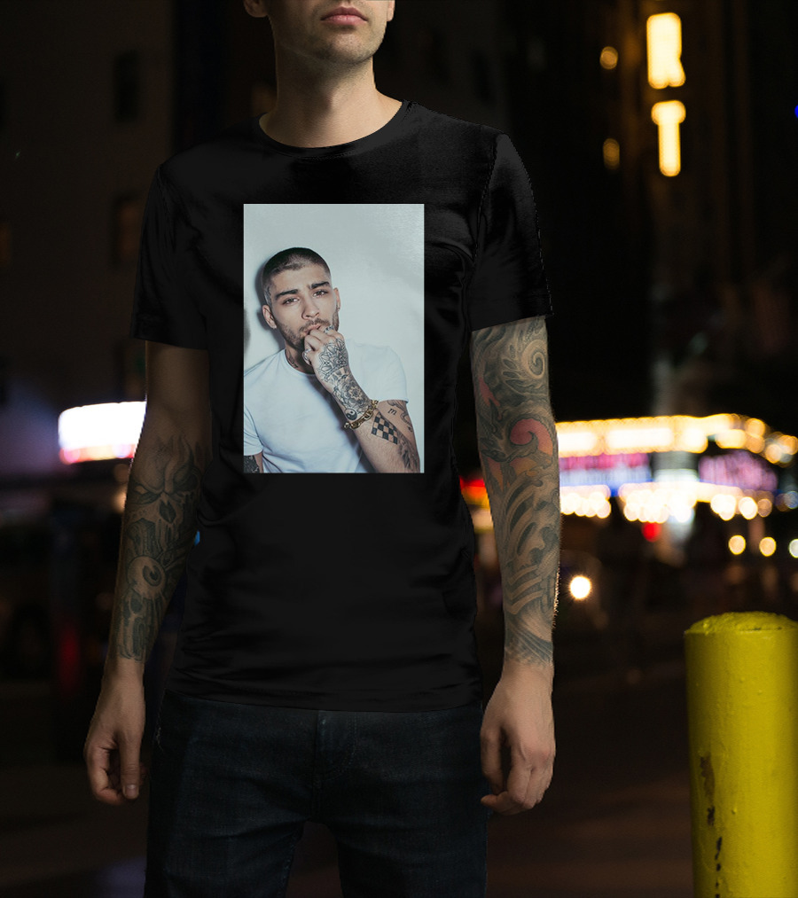 Zayn Malik Tattoo Style White Tee Casual Look T-Shirt