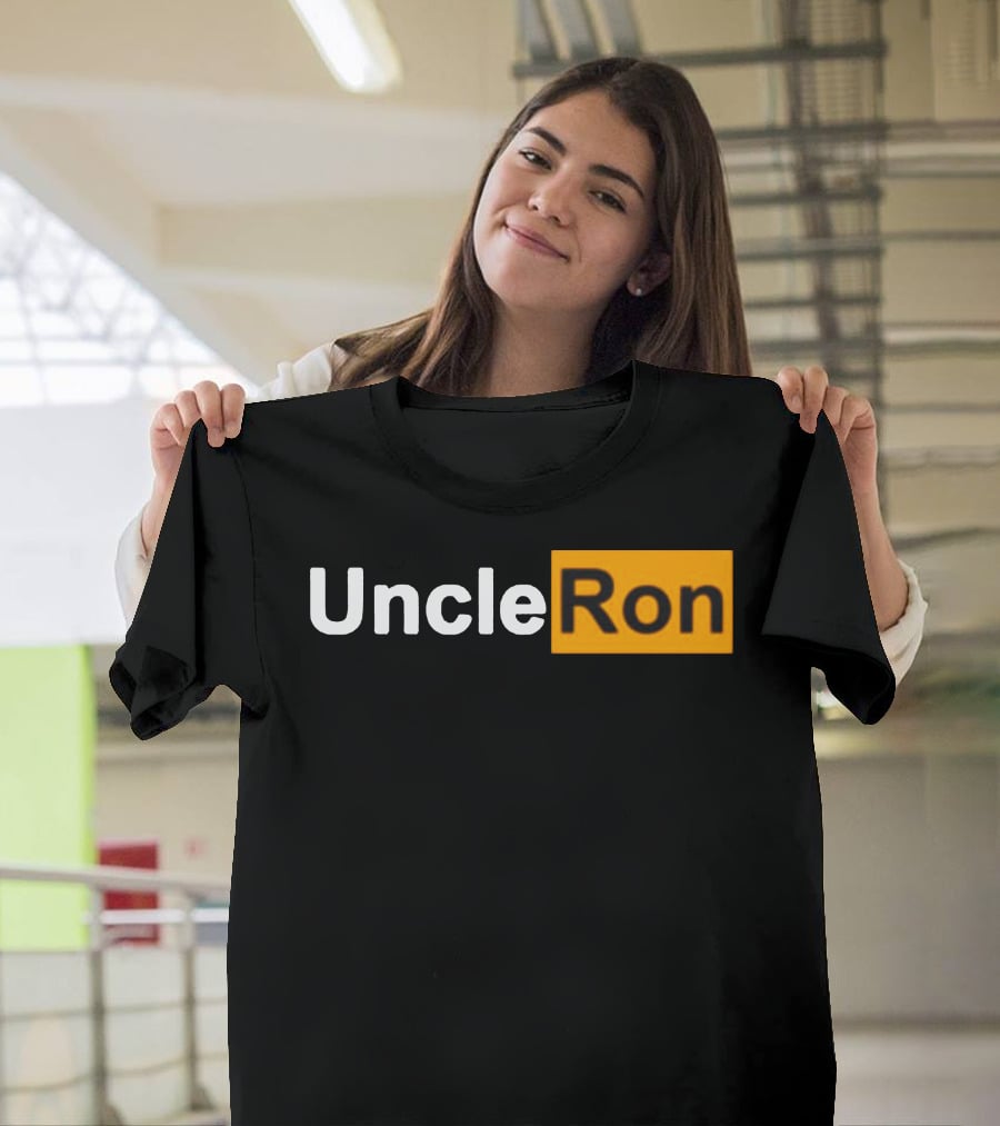 Uncle Ron Black And Orange Text Block T-Shirt