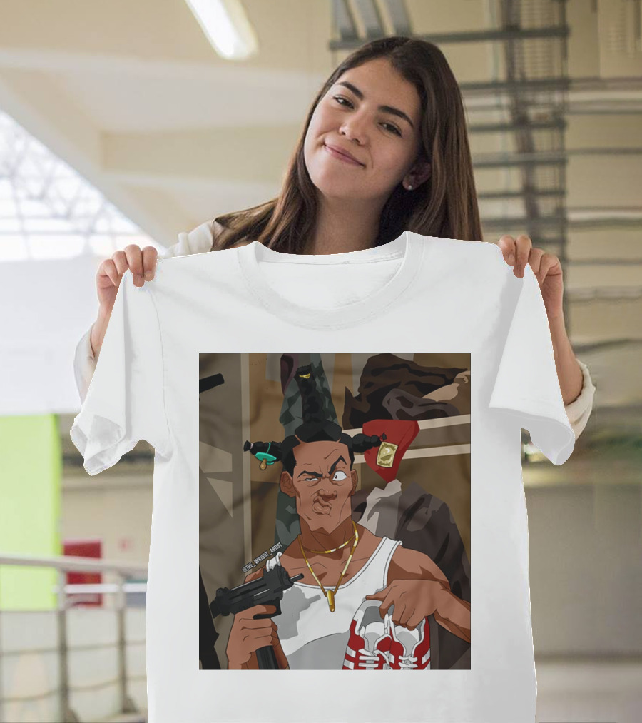 Loc Dog Mens Society Parody Character Holding Sneakers And Gun T-Shirt