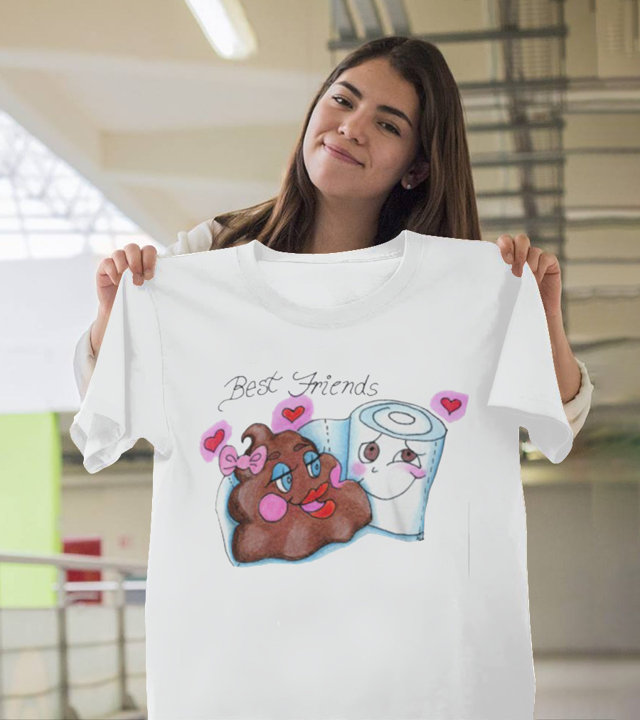 Best Friends Poop and Toilet Paper with Hearts T-Shirt