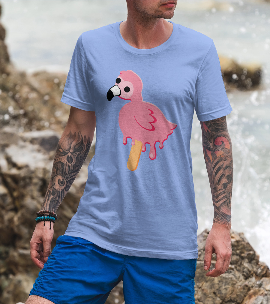 Flamingo Popsicle Melting Drip T-Shirt