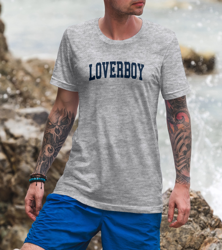 LOVERBOY Merch Grey College Font T-Shirt