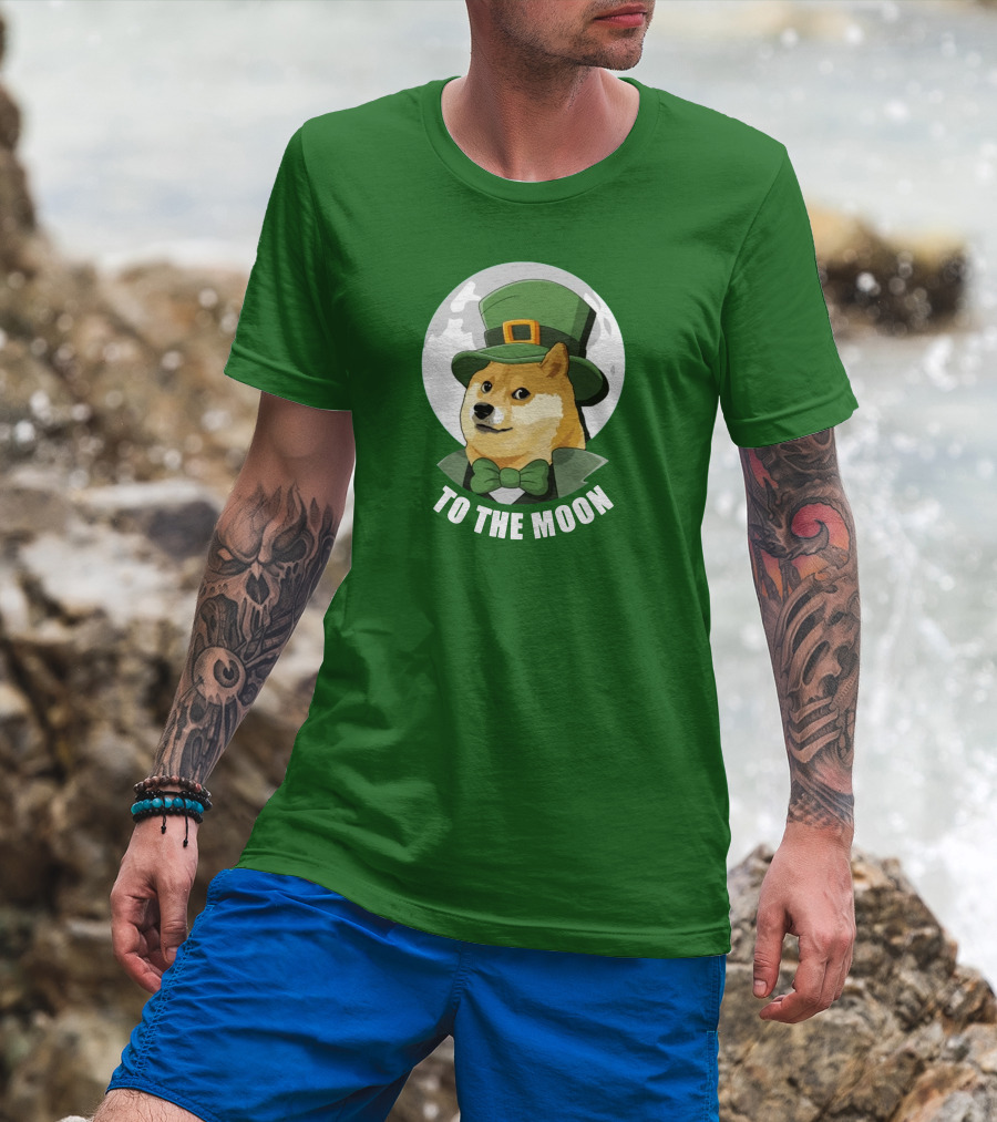 TO THE MOON Doge Leprechaun T-Shirt
