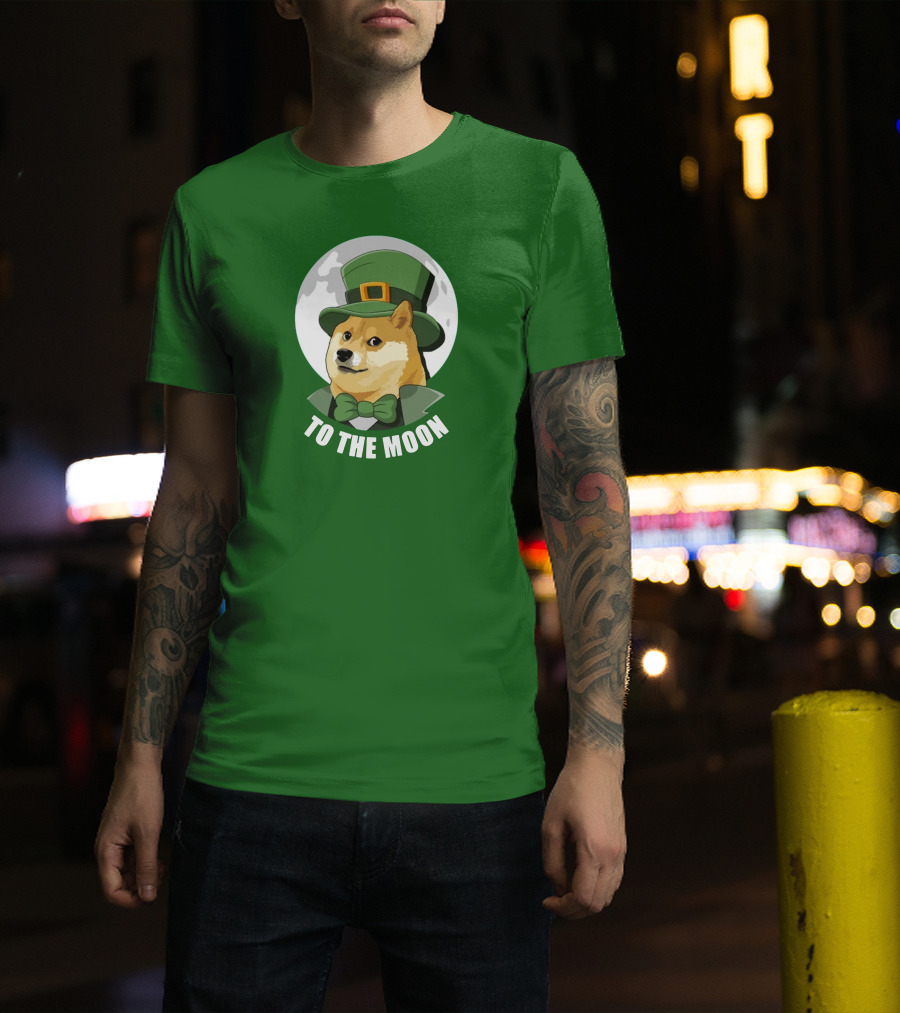 TO THE MOON Doge Leprechaun T-Shirt