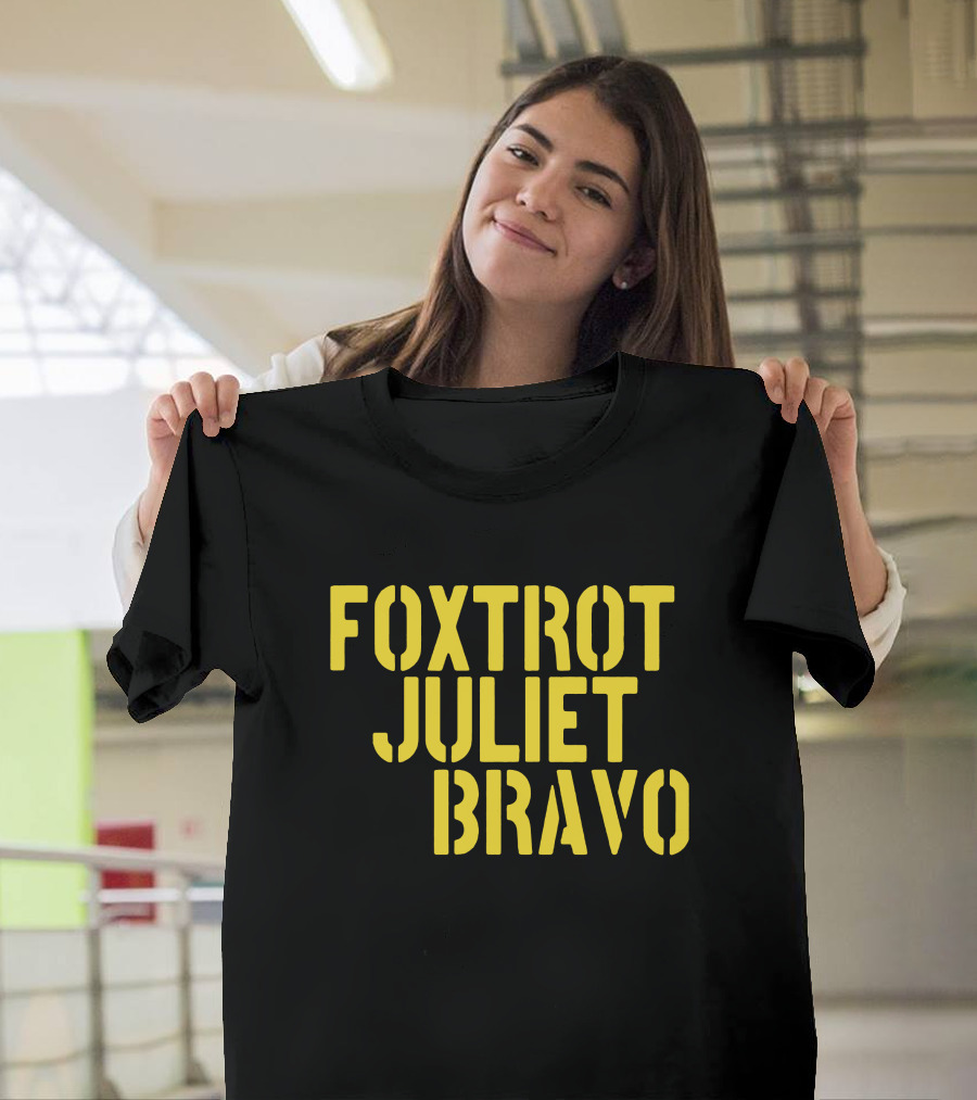 Foxtrot Juliet Bravo Military Style Yellow Text Longsleeve T-Shirt