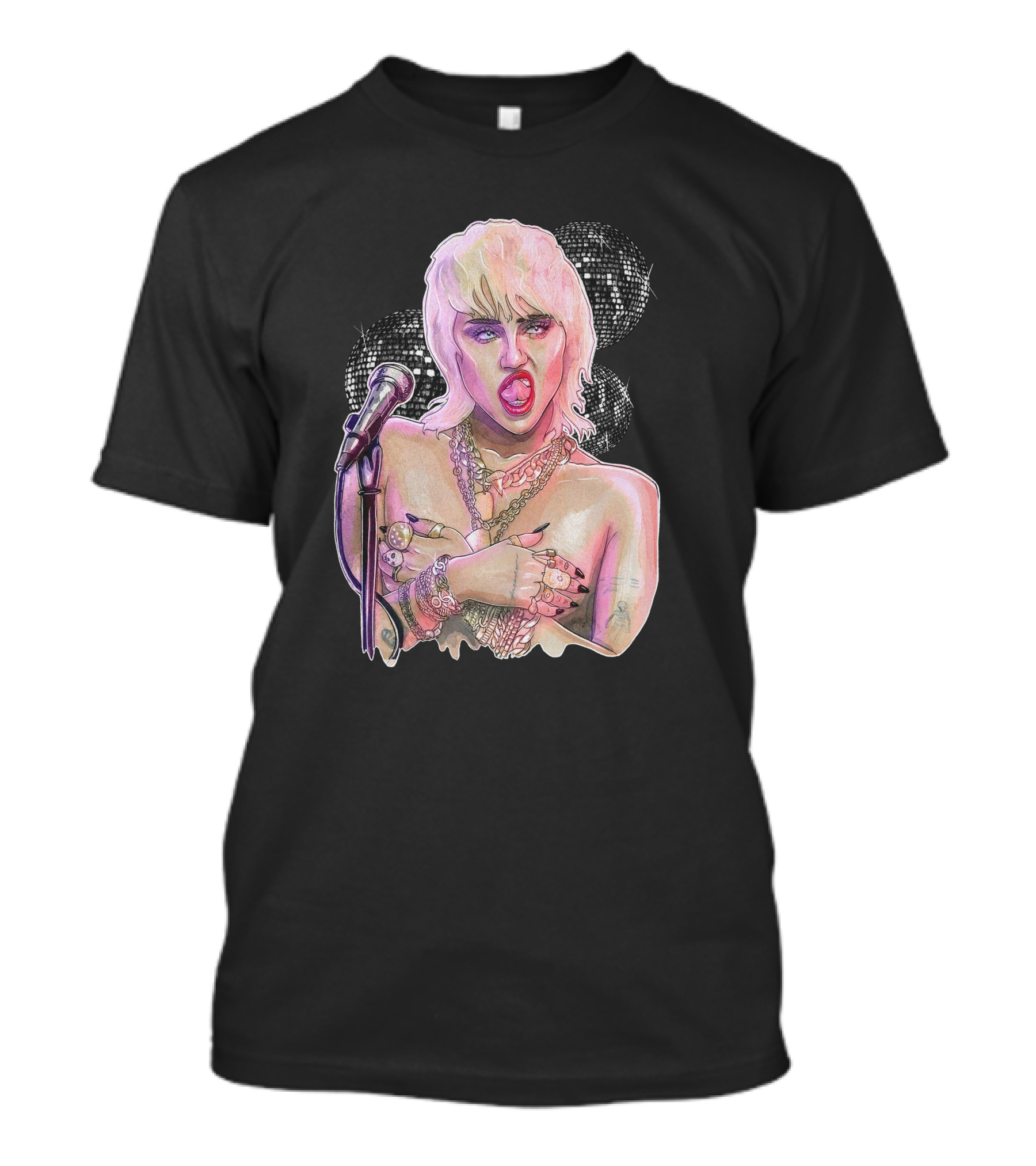 Miley Cyrus Disco Microphone Chains T-Shirt