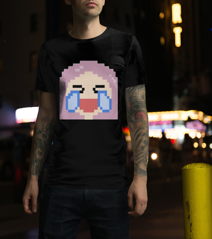 Fufambam Shop Pixel Art Crying Laughing Face T-Shirt