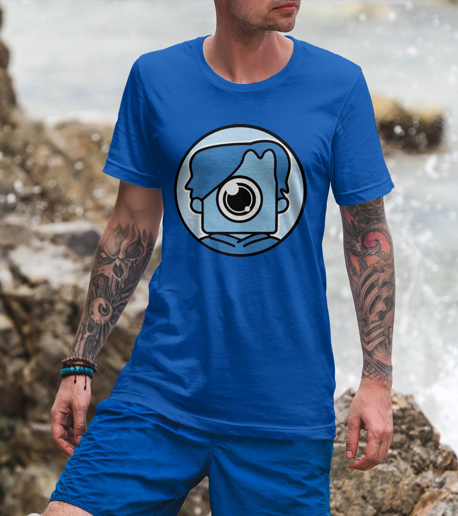 NewScapePro Blue Circle Cartoon Character With Camera Eye T-Shirt