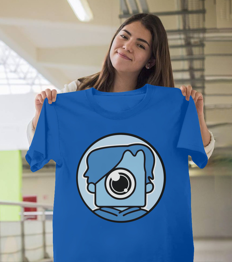 NewScapePro Blue Circle Cartoon Character With Camera Eye T-Shirt