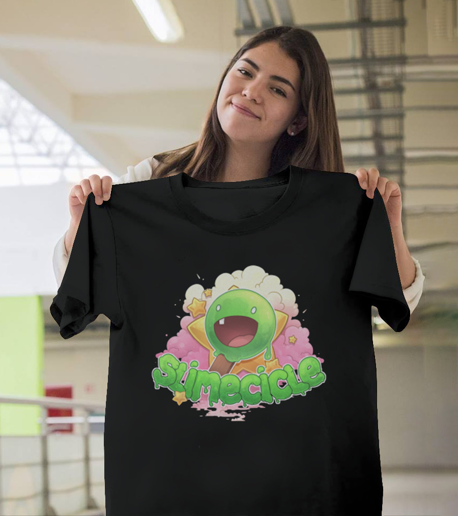 Slimecicle Cute Starry Green Slime Character T-Shirt